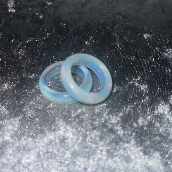 Opal ring bands opalite clear shiny milky healing crystal rock opalite ring band - Picture 8 of 17